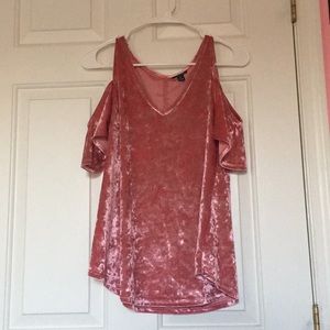 Cold Shoulder Pink Velvet Top
